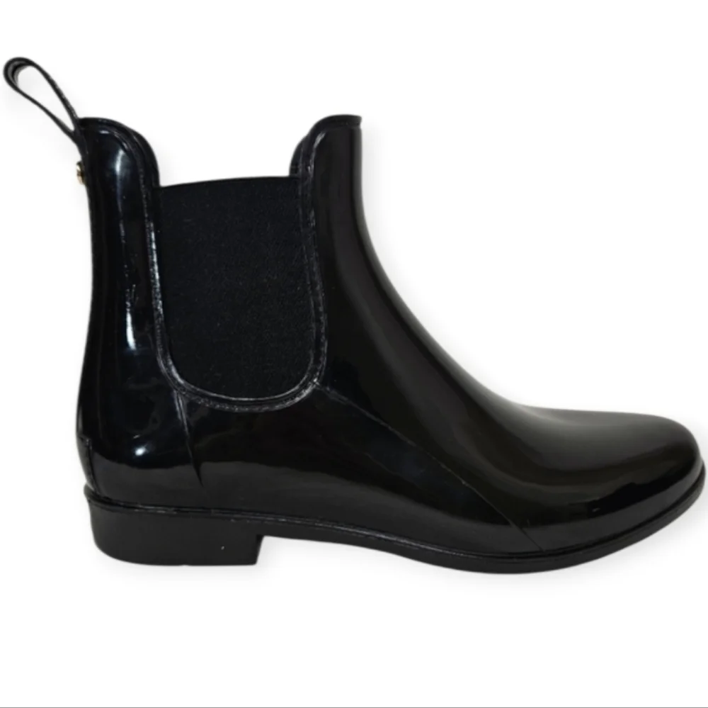 Sam Edelman Tinsley Waterproof Chelsea Rain Boots Black Gloss Size 11